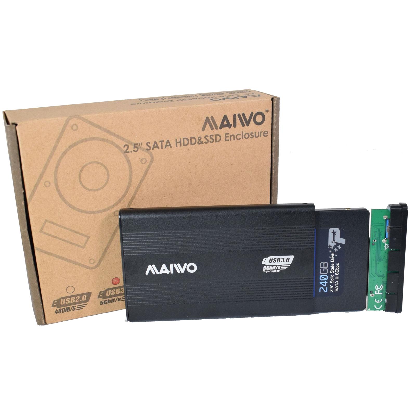 Maiwo K2501AU3S 2.5" USB 3.0 SATA Hard Drive Enclosure Aluminium SSD HDD Case 5Gbps thumbnail 2