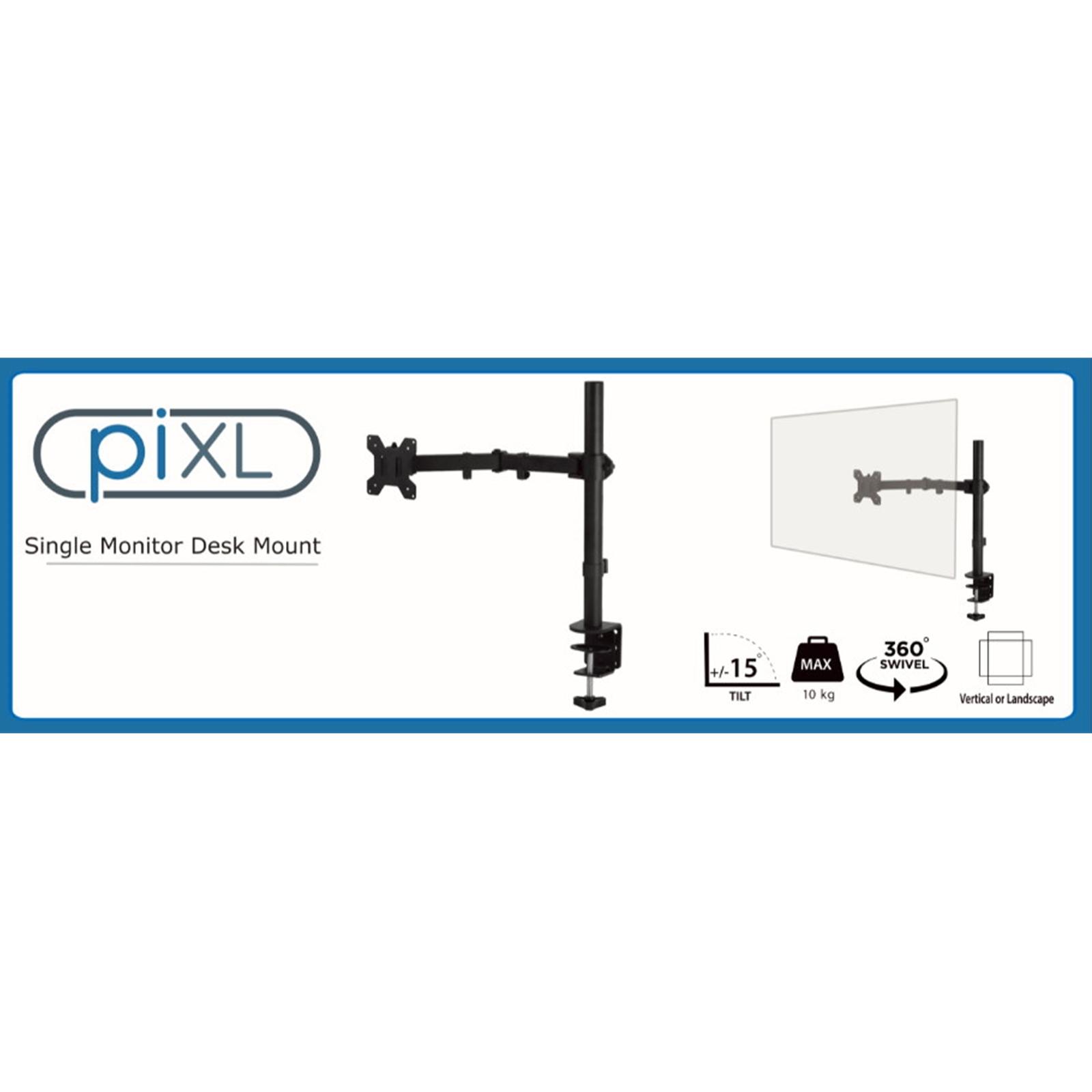 piXL Single Monitor Arm Desk Mount for 27"–32" Monitors VESA 75x75/100x100 Black thumbnail 3