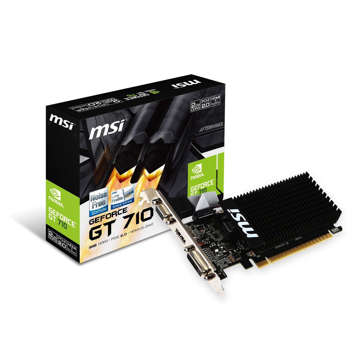MSI GeForce GT 710 2GB DDR3 Low Profile Passive Graphics Card HDMI DVI VGA