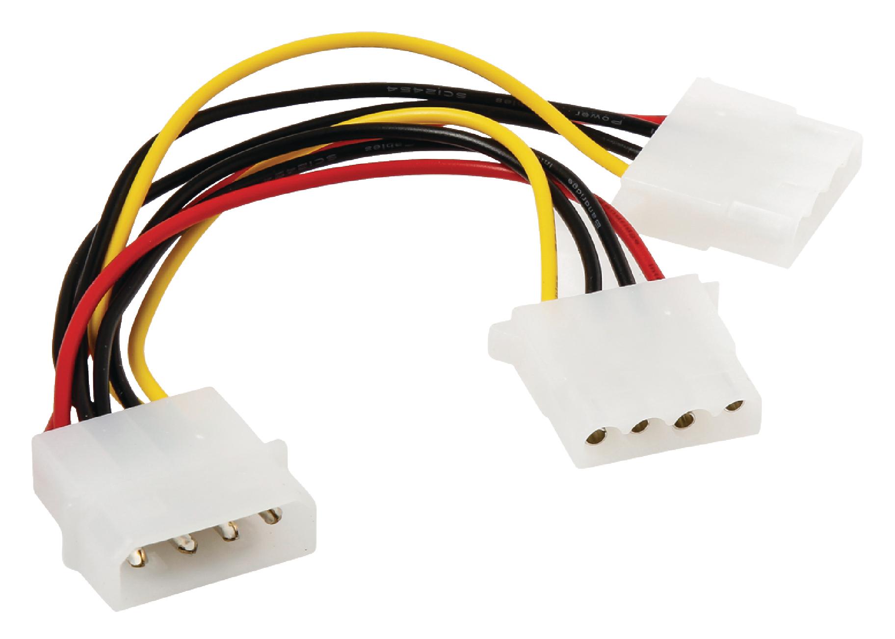 Bandridge Molex Power Splitter Cable 15cm 4-Pin Molex Male to 2x Molex Female BCL9720 thumbnail 3