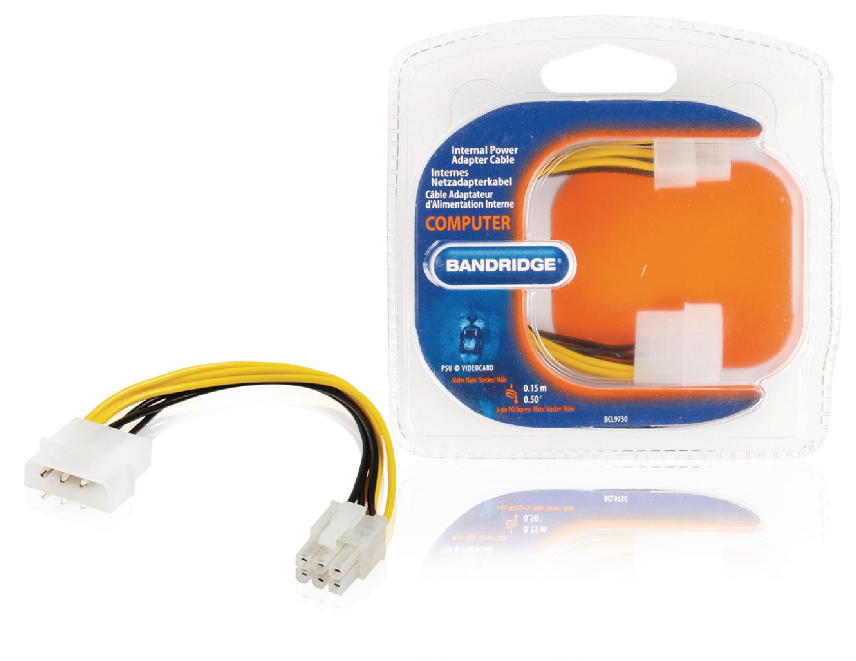 Bandridge Molex to PCI Express Power Cable 20cm Molex Male to PCIe Female BCL9730