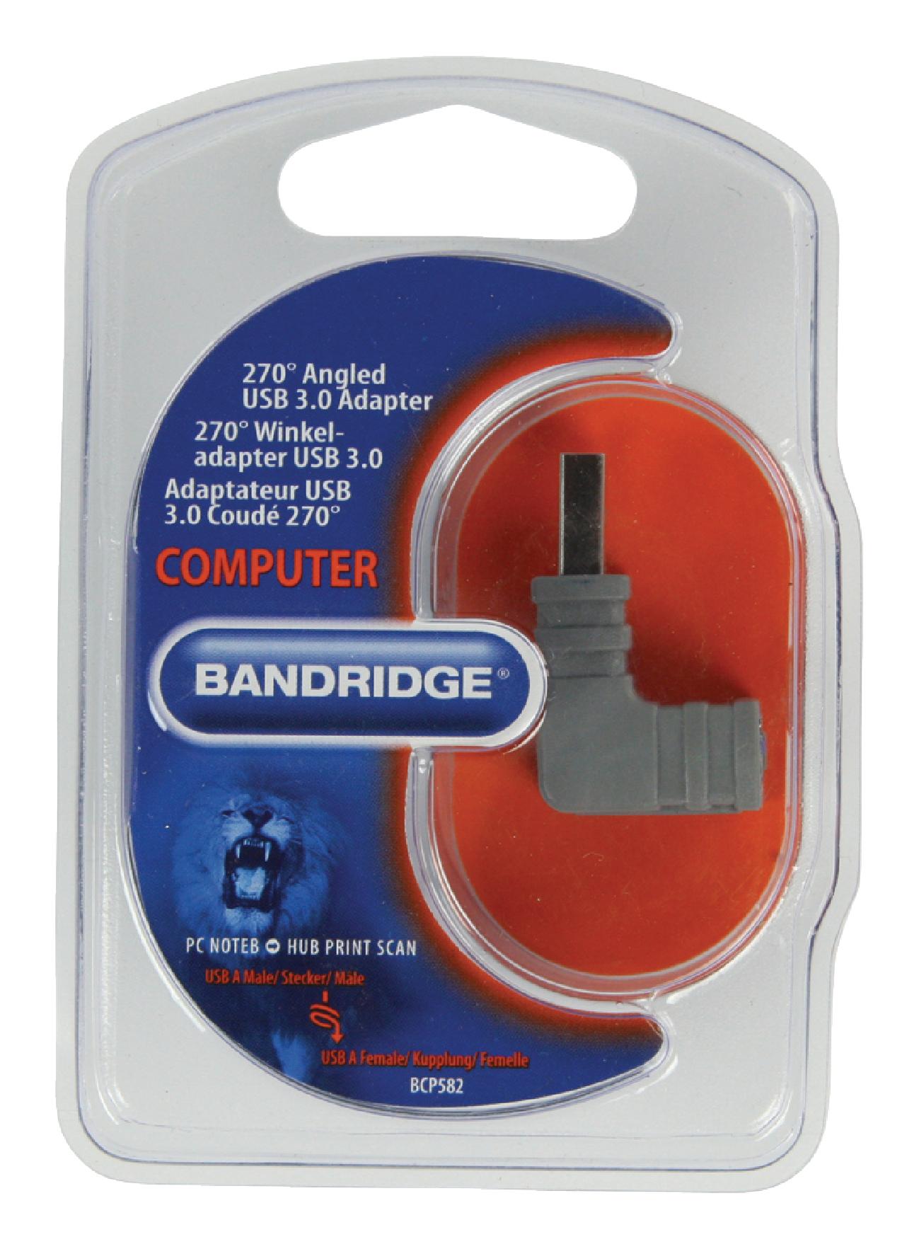 Bandridge USB 3.0 270° Angled Adapter USB-A Male to USB-A Female Grey BCP582 thumbnail 2