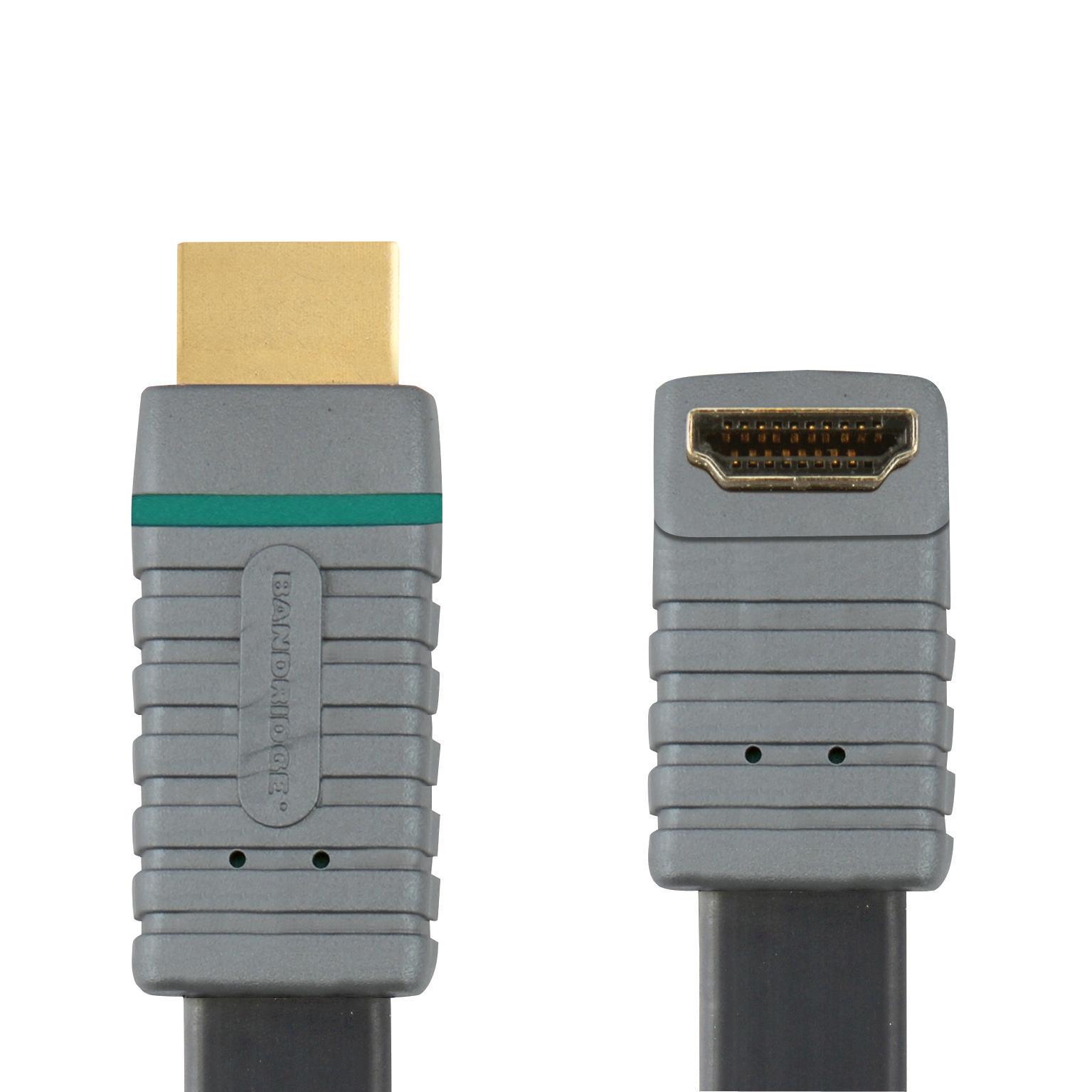 Bandridge 2m Flat High Speed HDMI Cable 90° Angled Connector Full HD 1080p Gold Plated BVL1332 thumbnail 3