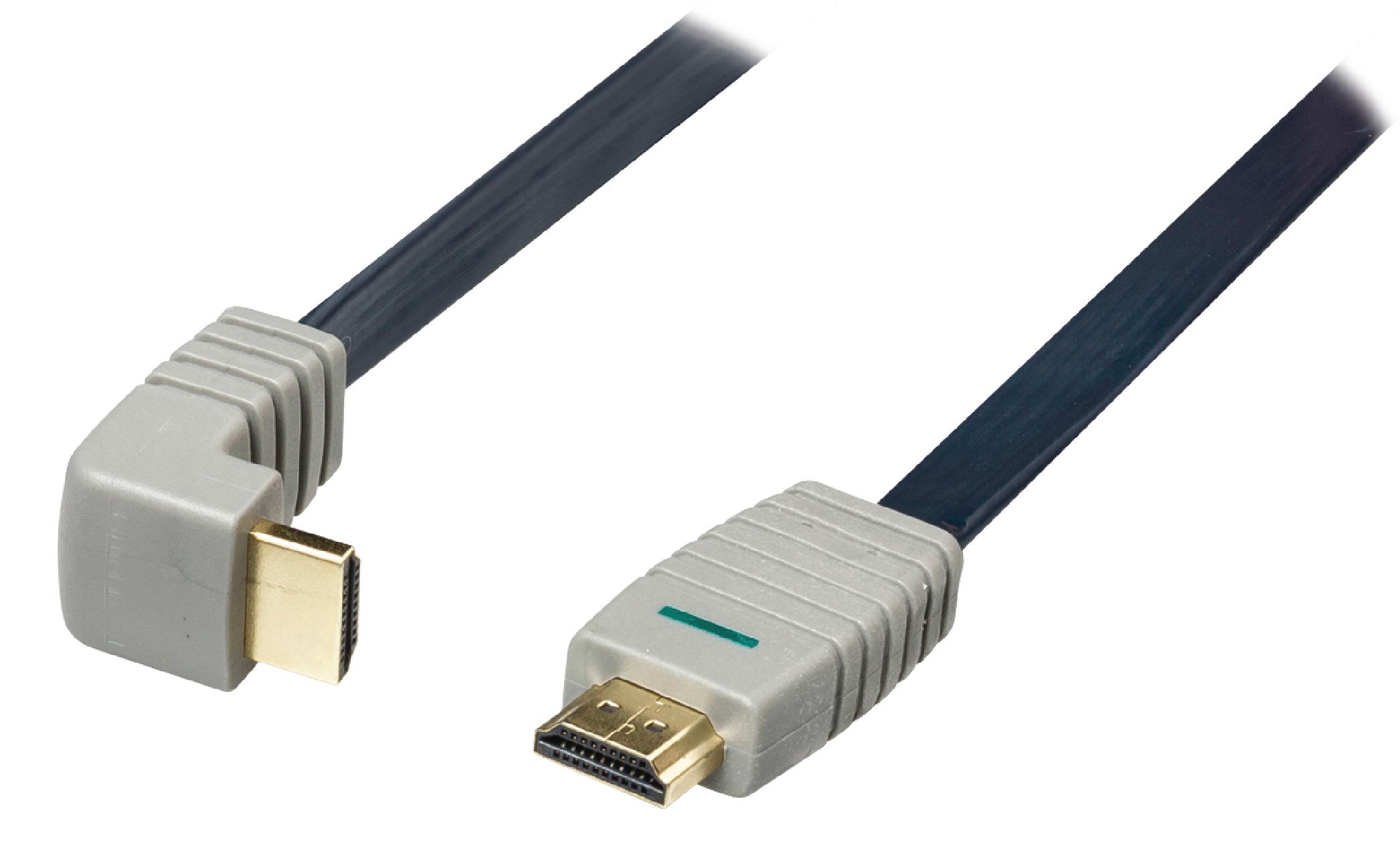 Bandridge 2m Flat High Speed HDMI Cable 90° Angled Connector Full HD 1080p Gold Plated BVL1332 thumbnail 5