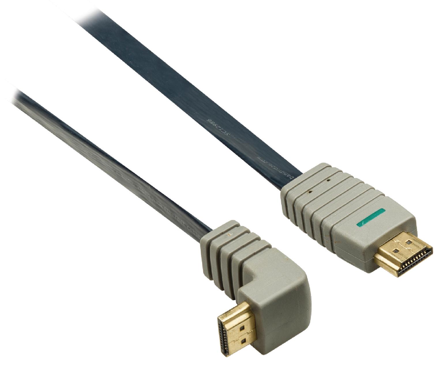 Bandridge 2m Flat High Speed HDMI Cable 90° Angled Connector Full HD 1080p Gold Plated BVL1332 thumbnail 4