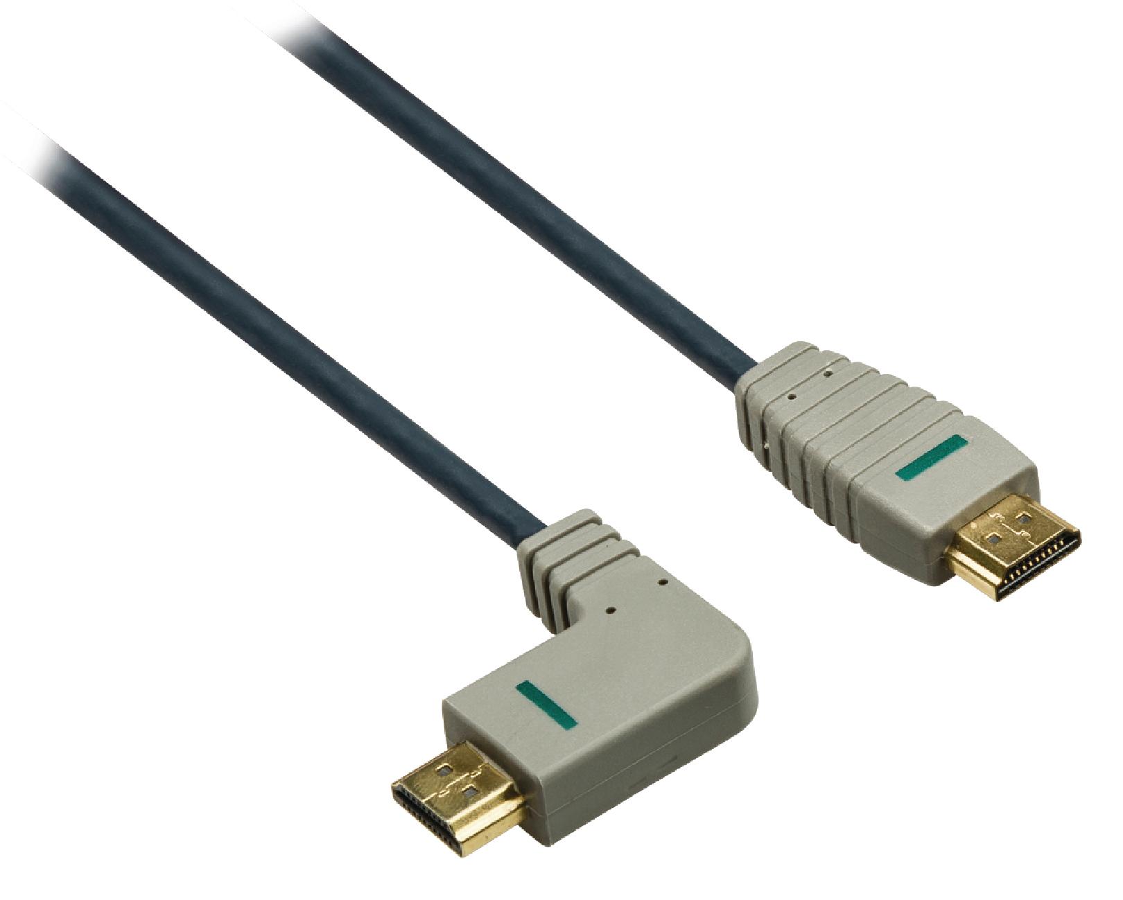 Bandridge 3m HDMI Cable Left Angled Connector 4K Ultra HD High Speed with Ethernet Blue BVL1403 thumbnail 3