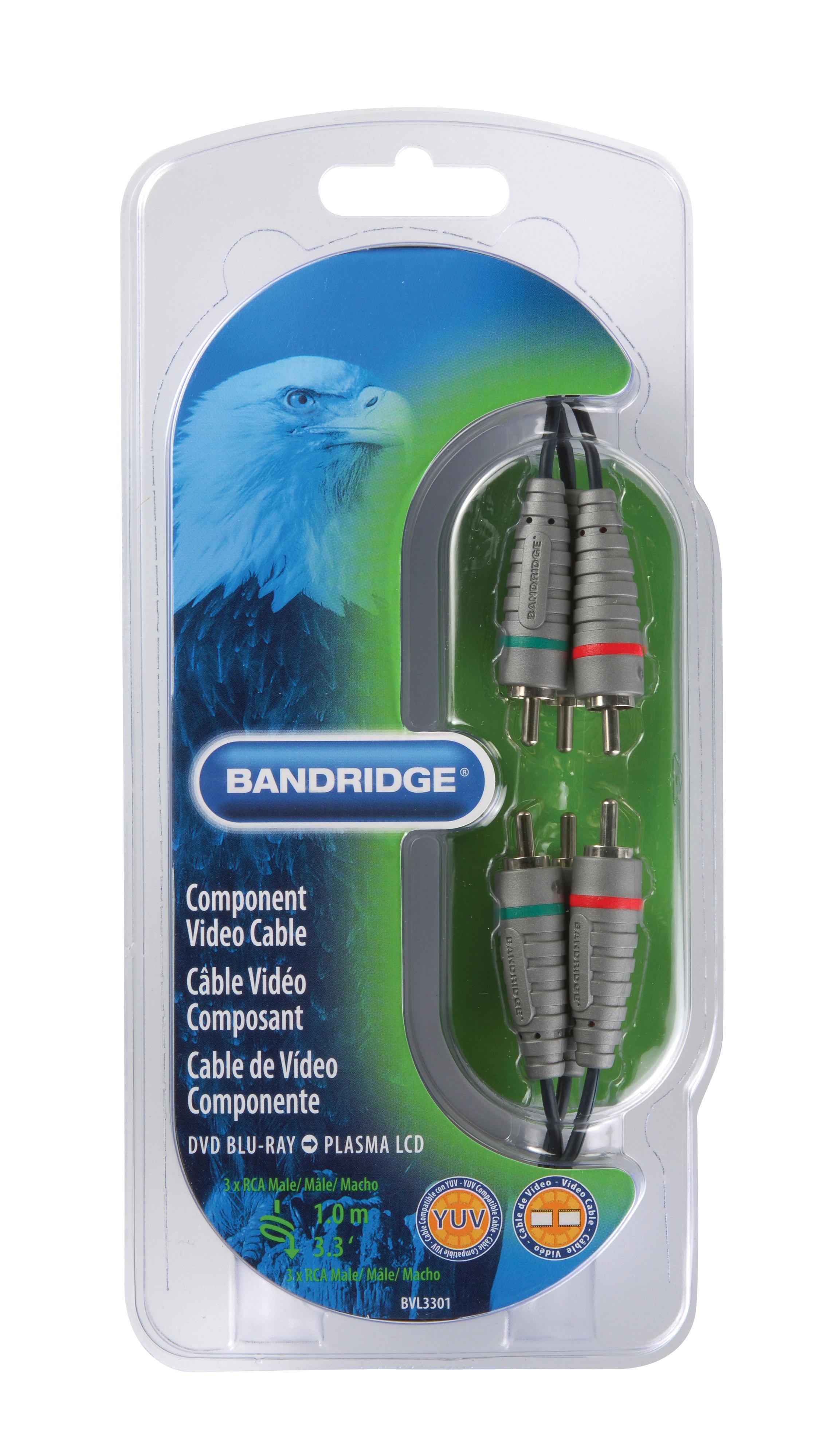 Bandridge BVL3301 Component Video Cable 1m 3 RCA Male to 3 RCA Male Blue thumbnail 2