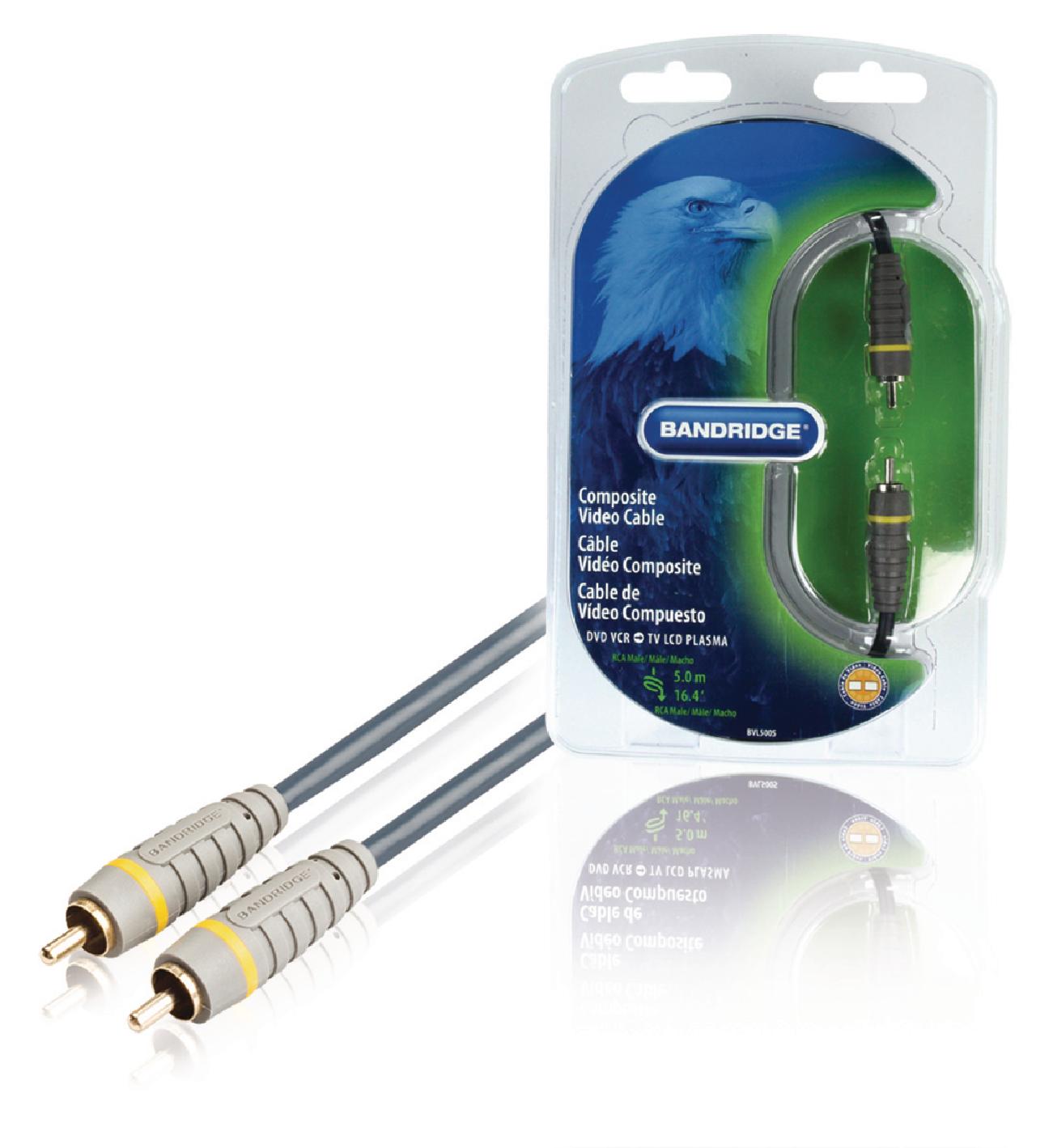 Bandridge 5m Composite Video Cable RCA Male to RCA Male Blue BVL5005