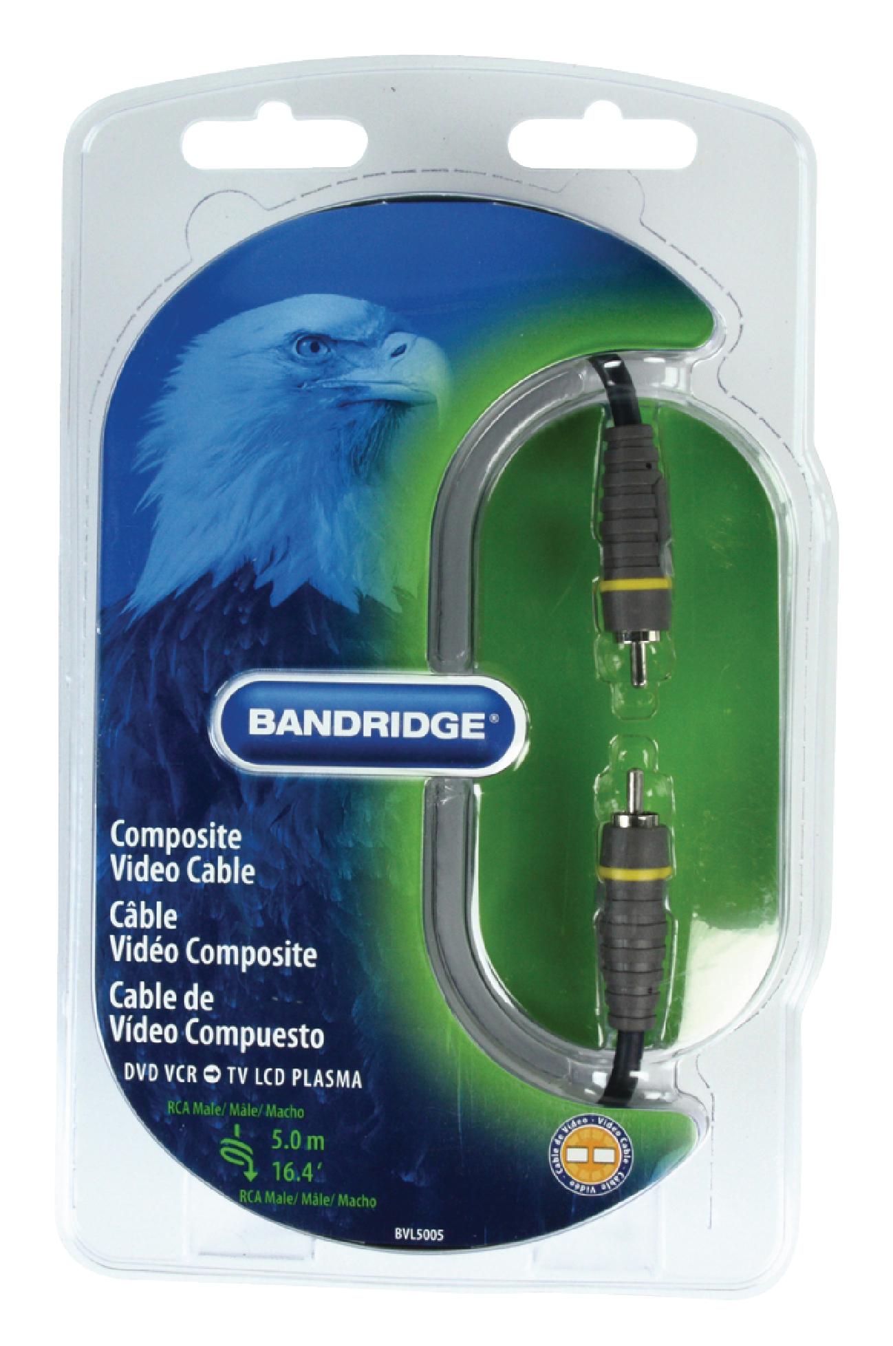 Bandridge 5m Composite Video Cable RCA Male to RCA Male Blue BVL5005 thumbnail 2
