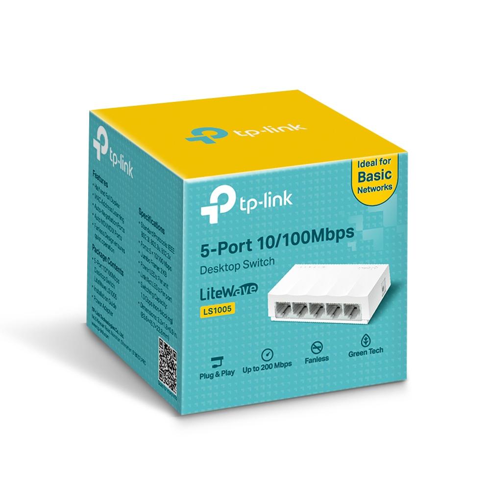 TP-Link LS1005 5-Port Fast Ethernet Desktop Network Switch 10/100Mbps Plug & Play