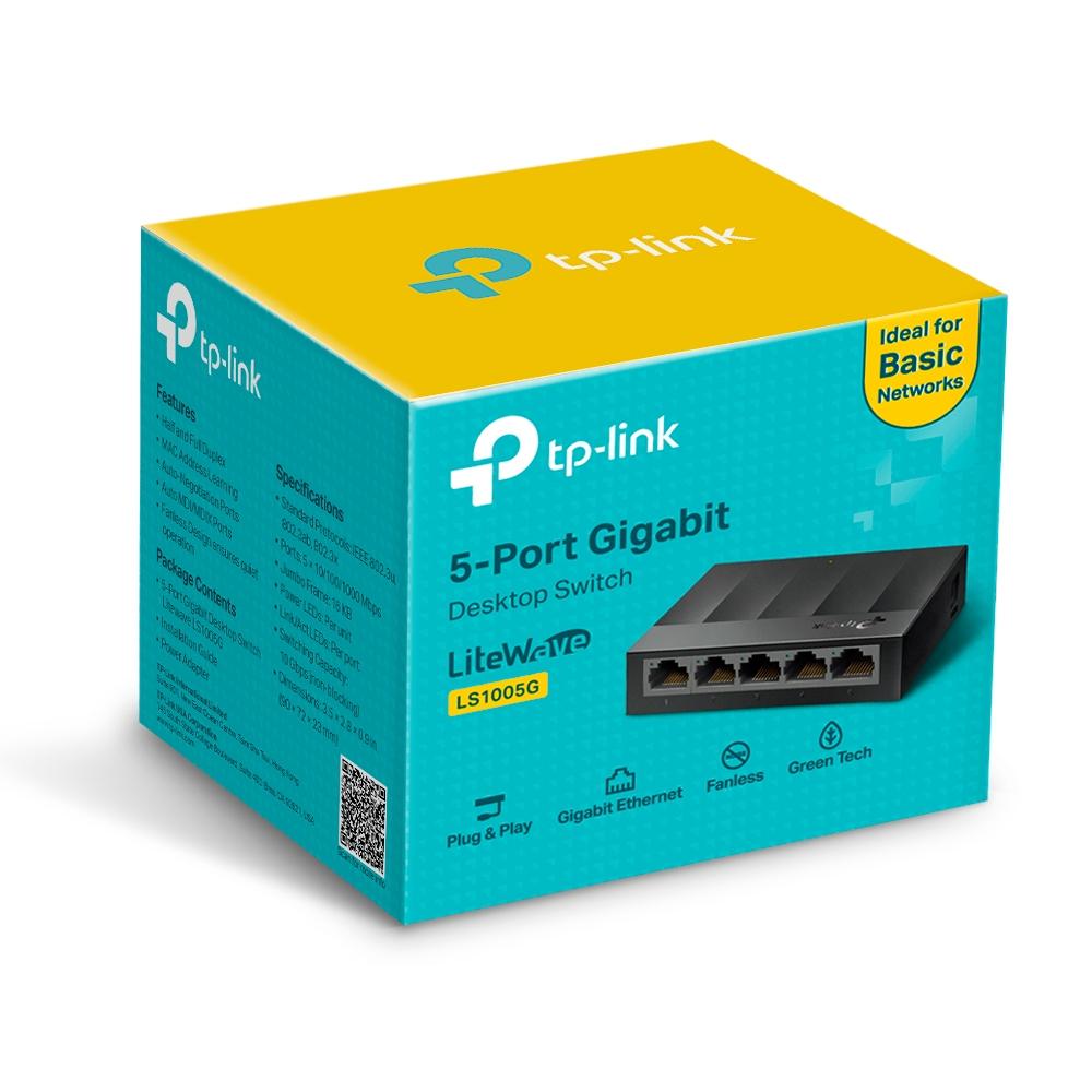 TP-Link LS1005G 5-Port Gigabit Desktop Network Switch 10/100/1000Mbps Plug & Play