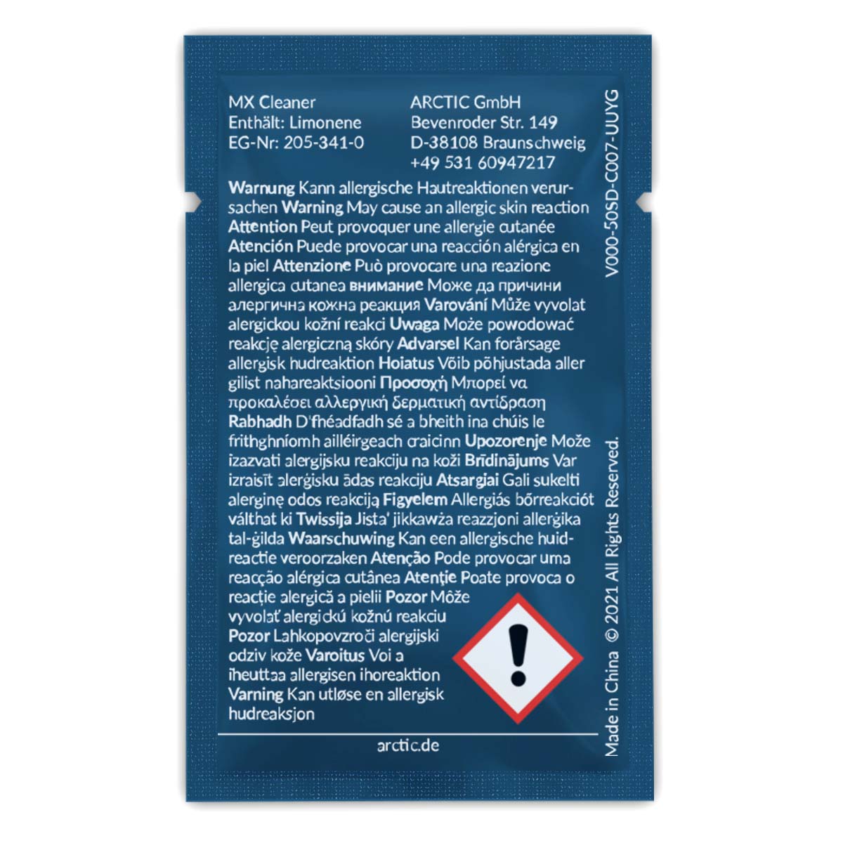 ARCTIC MX Cleaner Thermal Paste Remover Wipe for CPU & Heatsink – Individual Wipe thumbnail 2
