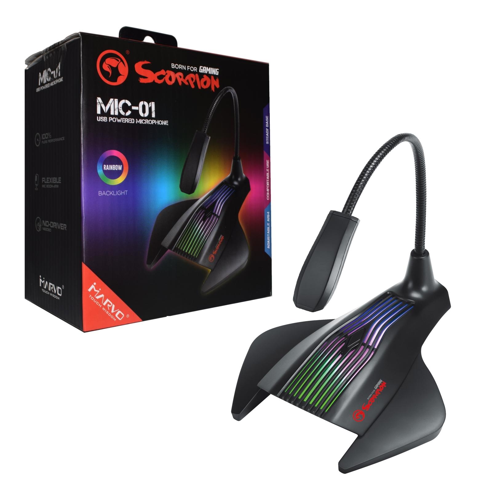 Marvo Scorpion MIC-01 RGB USB Gaming Microphone Omnidirectional Streaming Mic