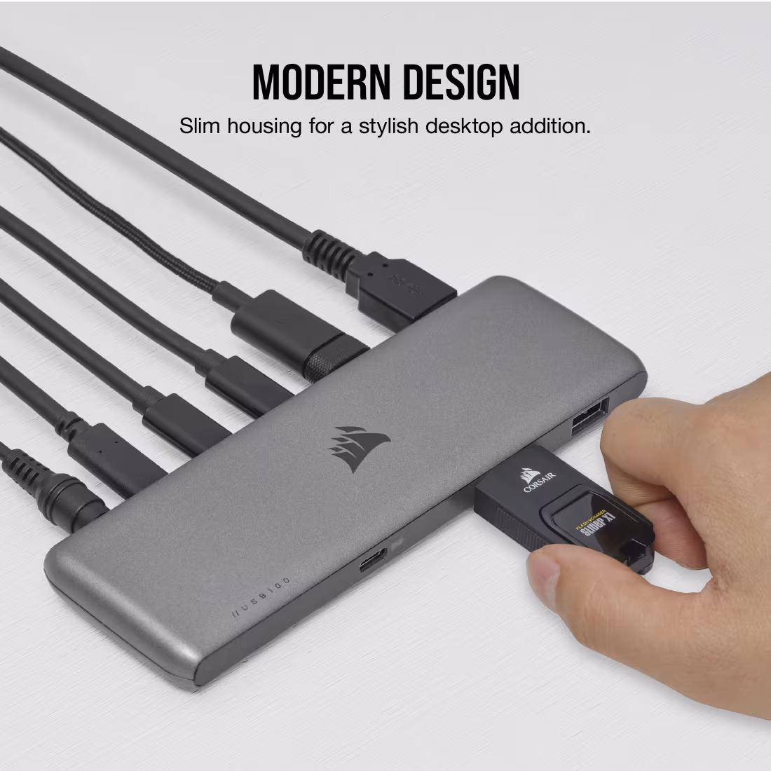 Corsair USB100 7-Port USB Hub with 3x USB-C & 4x USB-A Powered Expansion Hub thumbnail 5