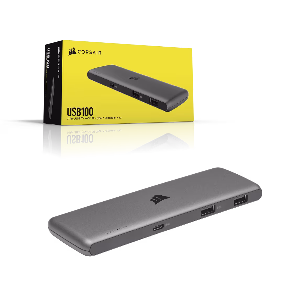 Corsair USB100 7-Port USB Hub with 3x USB-C & 4x USB-A Powered Expansion Hub