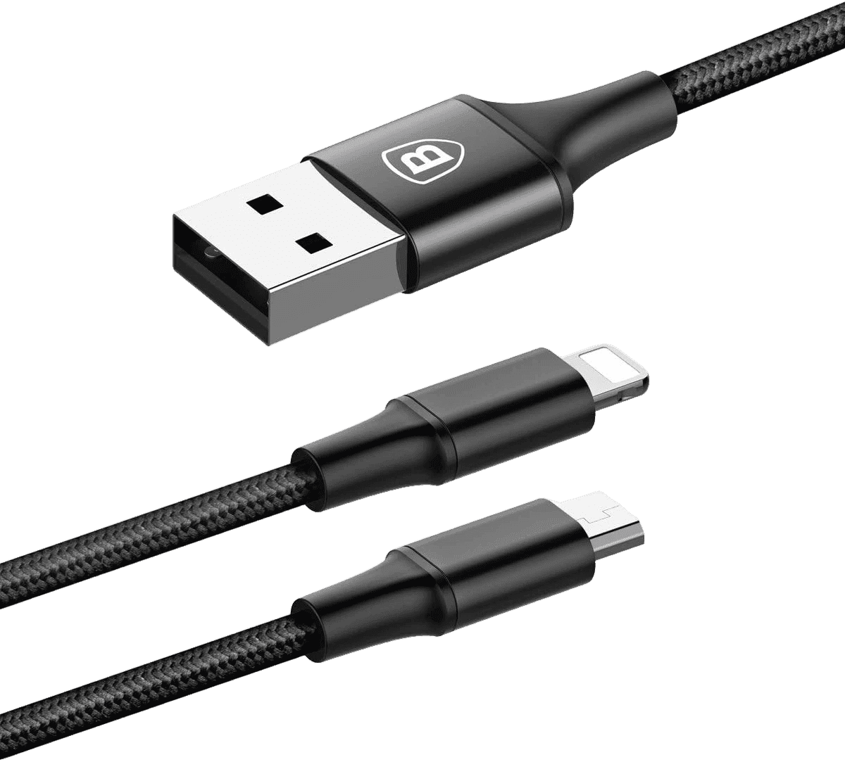 Baseus 2-in-1 USB Charging Cable 1.2m — Lightning + Micro USB (Black)