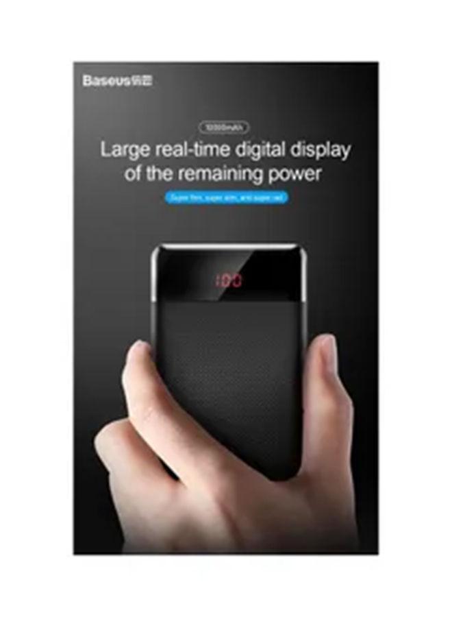 Baseus 10000mAh Mini Power Bank — Dual USB Digital Display (Black) thumbnail 2