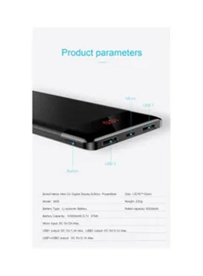 Baseus 10000mAh Mini Power Bank — Dual USB Digital Display (Black) thumbnail 4