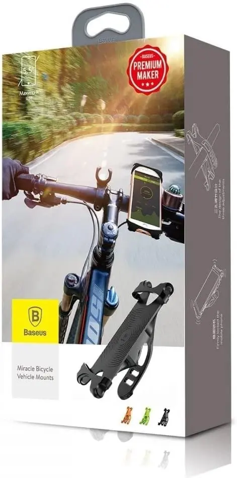 Baseus Miracle Silicone Bicycle Phone Mount — Universal 4–6" (Black) thumbnail 4