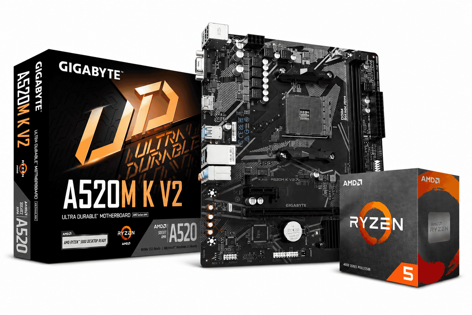 Gigabyte A520M K V2 Motherboard + AMD Ryzen 5 4500 CPU Bundle