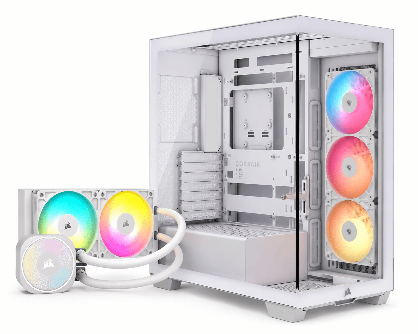 Corsair 3500X RS-R ARGB White Case + Nautilus 240 RS ARGB White Liquid CPU Cooler Bundle