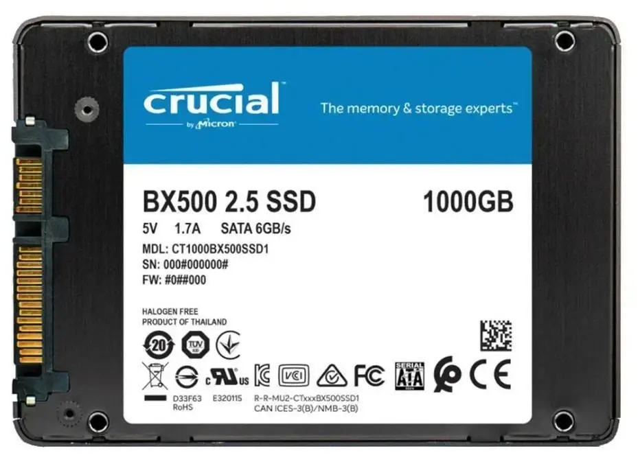 Crucial 1TB BX500 2.5" SSD 7mm SATA III 6Gb/s 3D NAND R/540MB/s W/500MB/s thumbnail 4