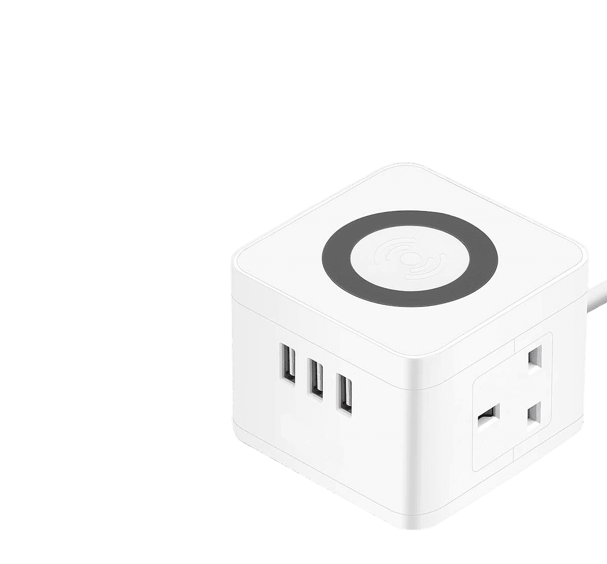 2-Way 3x USB 2m Wireless Charging Cube Power Extension Lead — White thumbnail 2
