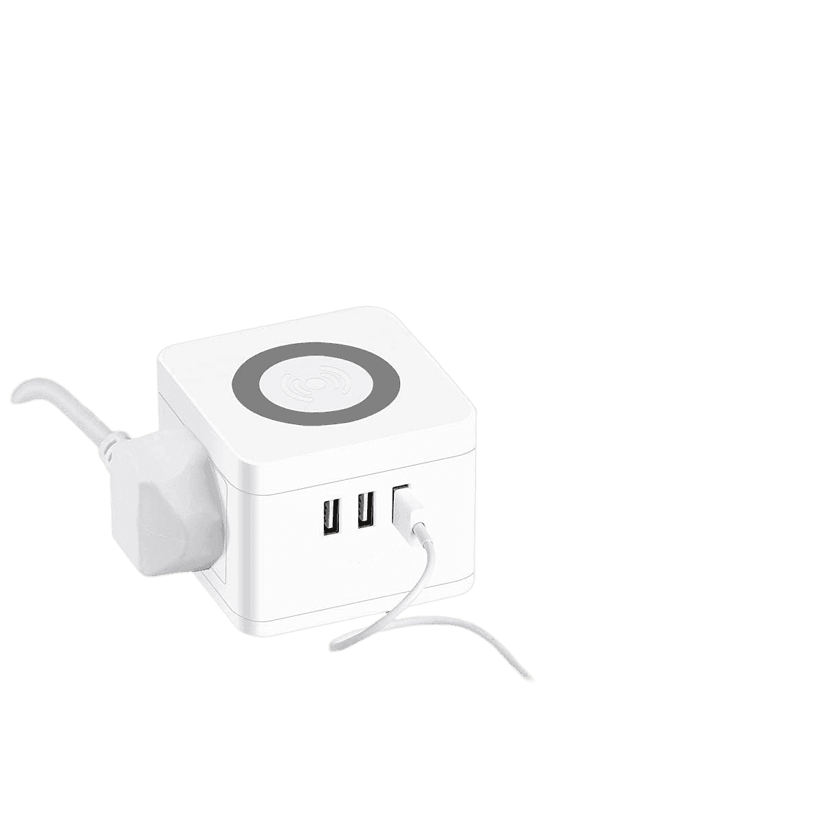 2-Way 3x USB 2m Wireless Charging Cube Power Extension Lead — White thumbnail 4