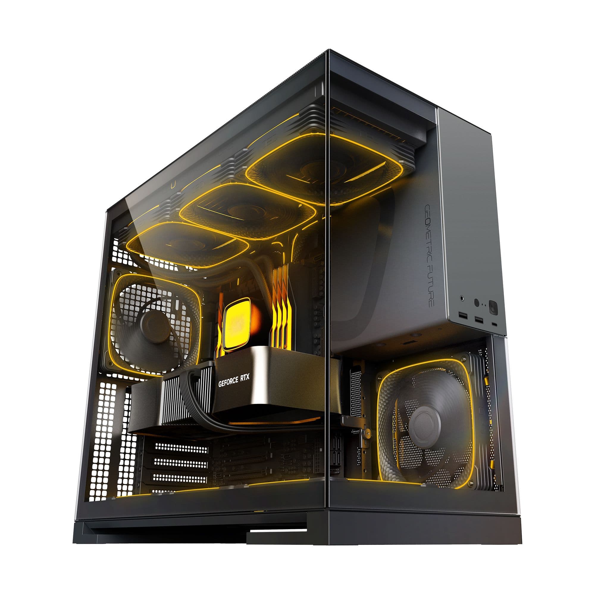 Geometric Future Model 5 Black/Grey E-ATX Mid Tower PC Case 420mm Radiator USB-C thumbnail 2