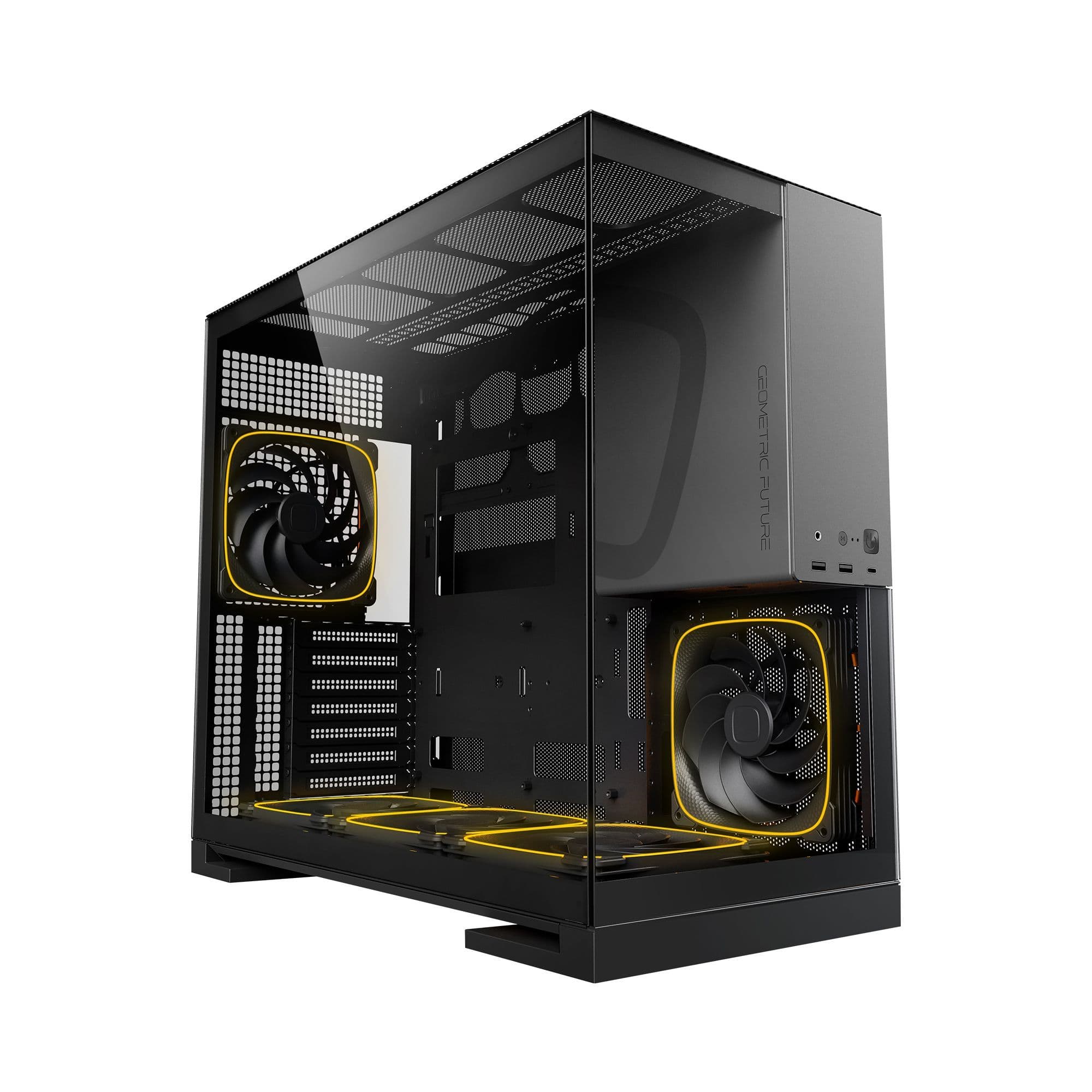 Geometric Future Model 5 Black/Grey E-ATX Mid Tower PC Case with 5 ARGB Fans USB-C