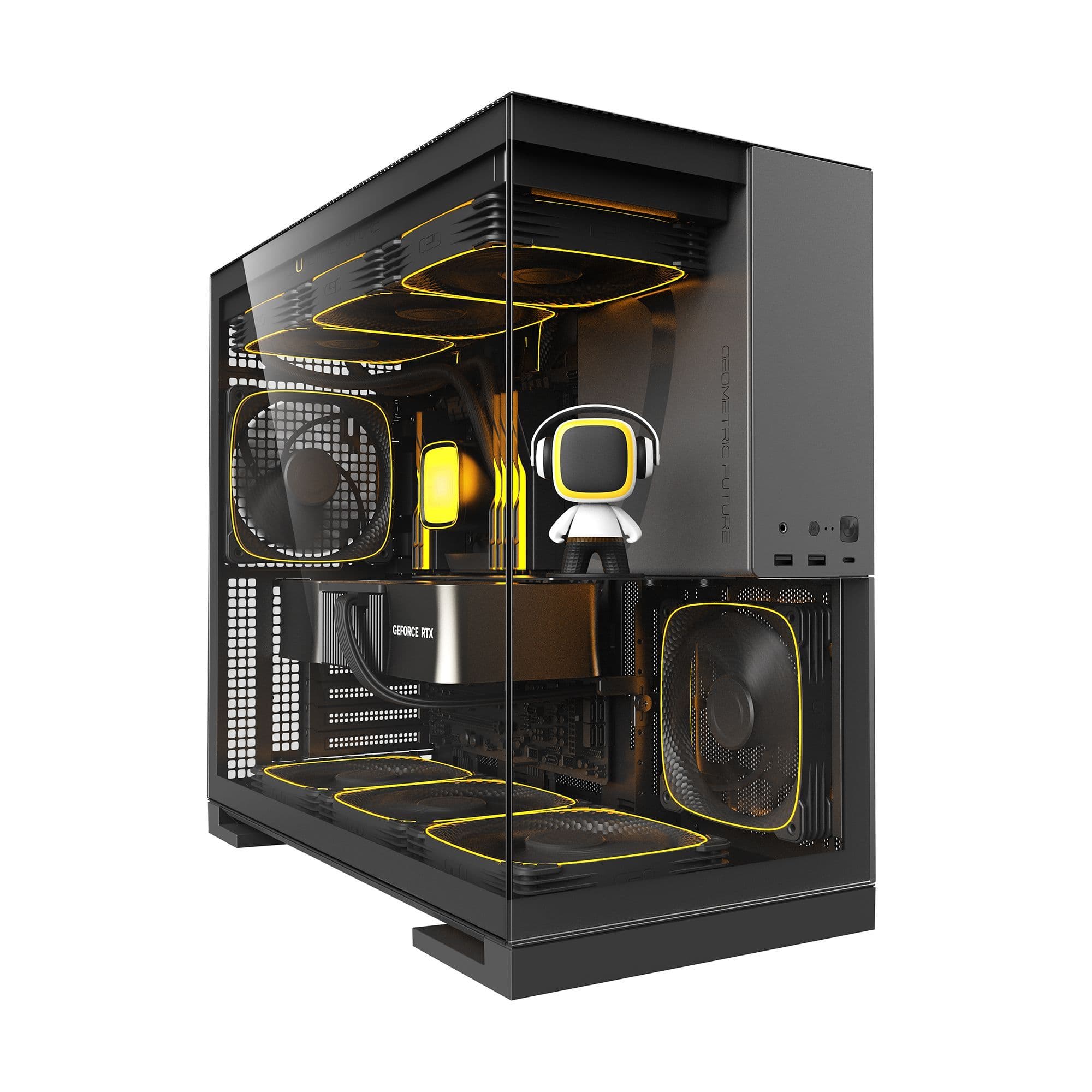Geometric Future Model 5 Black/Grey E-ATX Mid Tower PC Case 420mm Radiator USB-C thumbnail 3