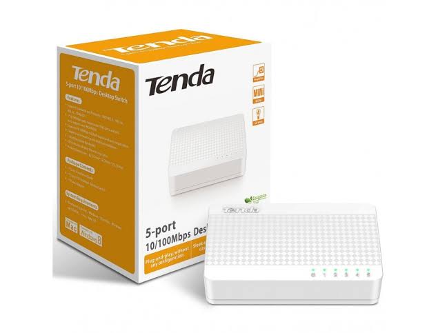 Tenda 5-Port Fast Ethernet Switch 10/100Mbps Plug & Play Desktop Network Switch