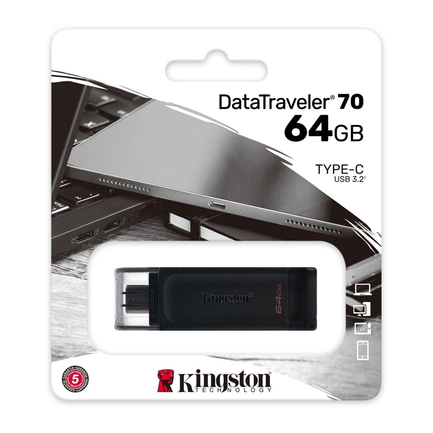 Kingston 64GB DataTraveler 70 USB-C 3.2 Gen1 Flash Drive — Cap