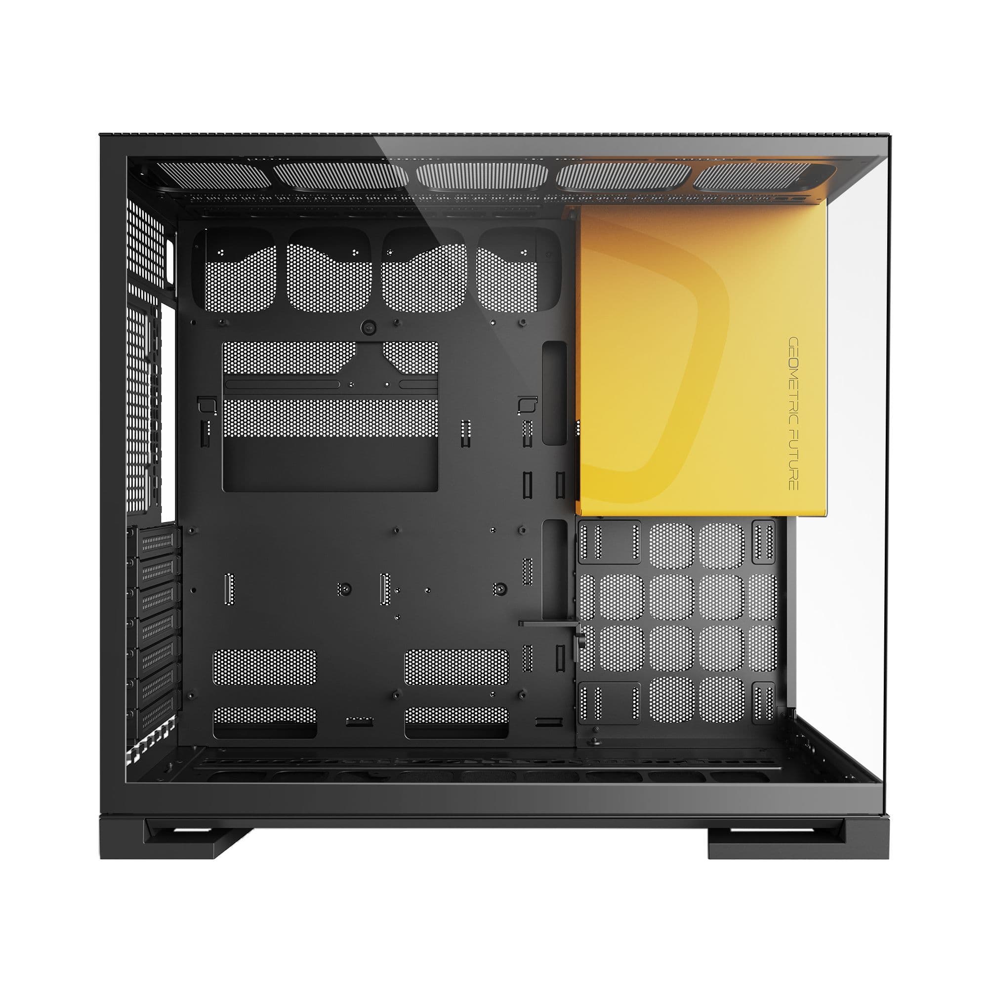 Geometric Future Model 5 Black/Yellow E-ATX Mid Tower PC Case 420mm Radiator USB-C thumbnail 5