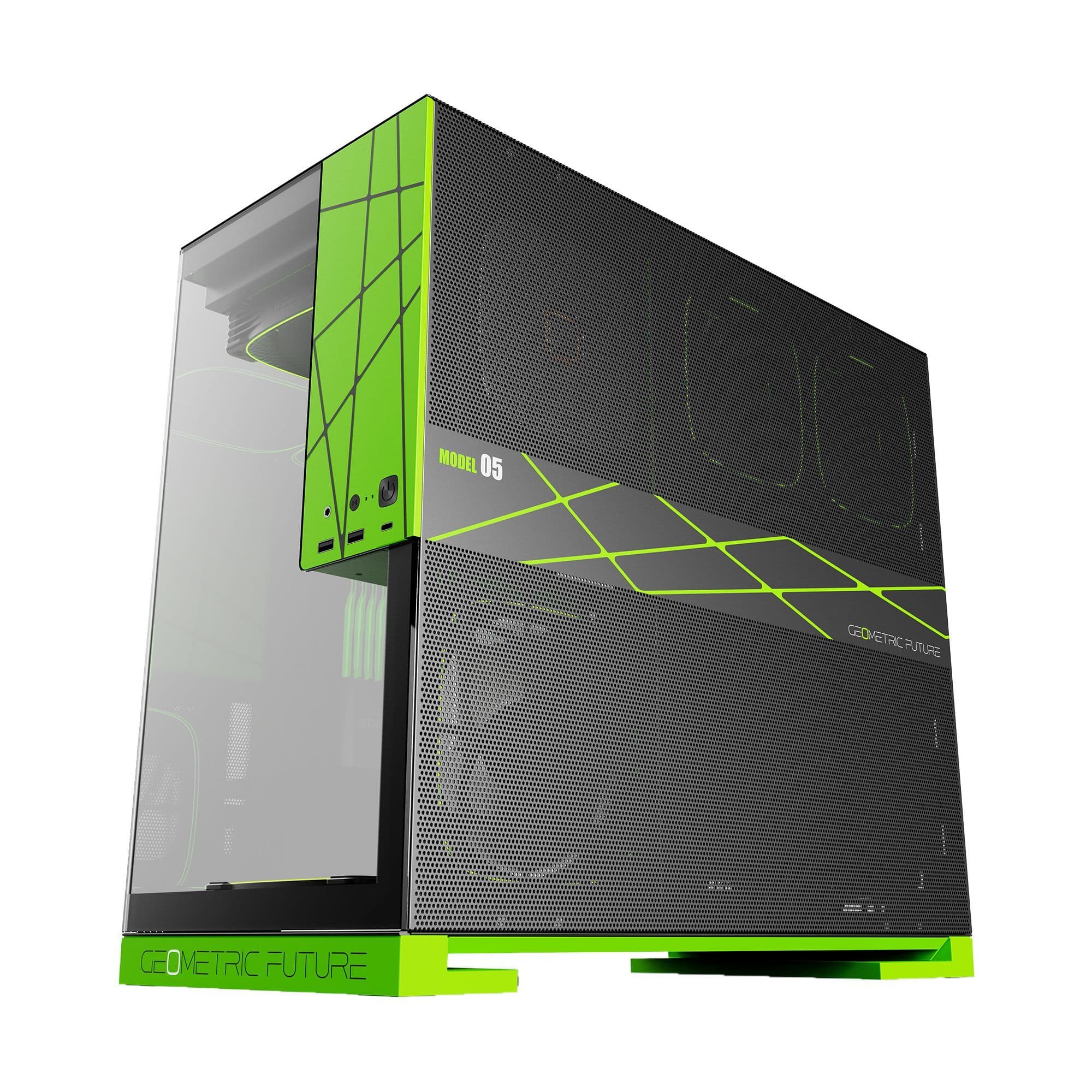 Geometric Future Model 5 NVIDIA Limited Edition Black/Green E-ATX Mid Tower PC Case USB-C thumbnail 3