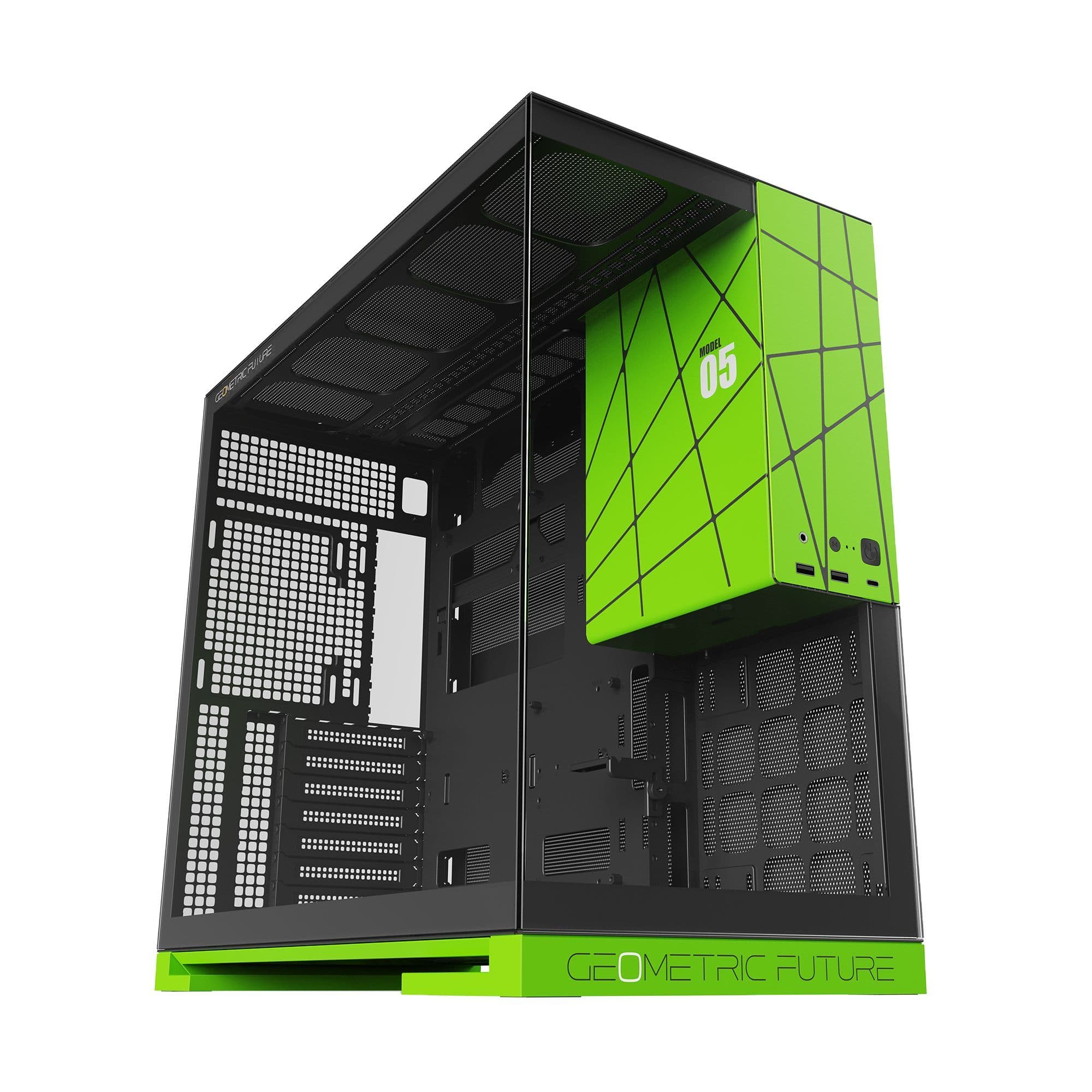 Geometric Future Model 5 NVIDIA Limited Edition Black/Green E-ATX Mid Tower PC Case USB-C