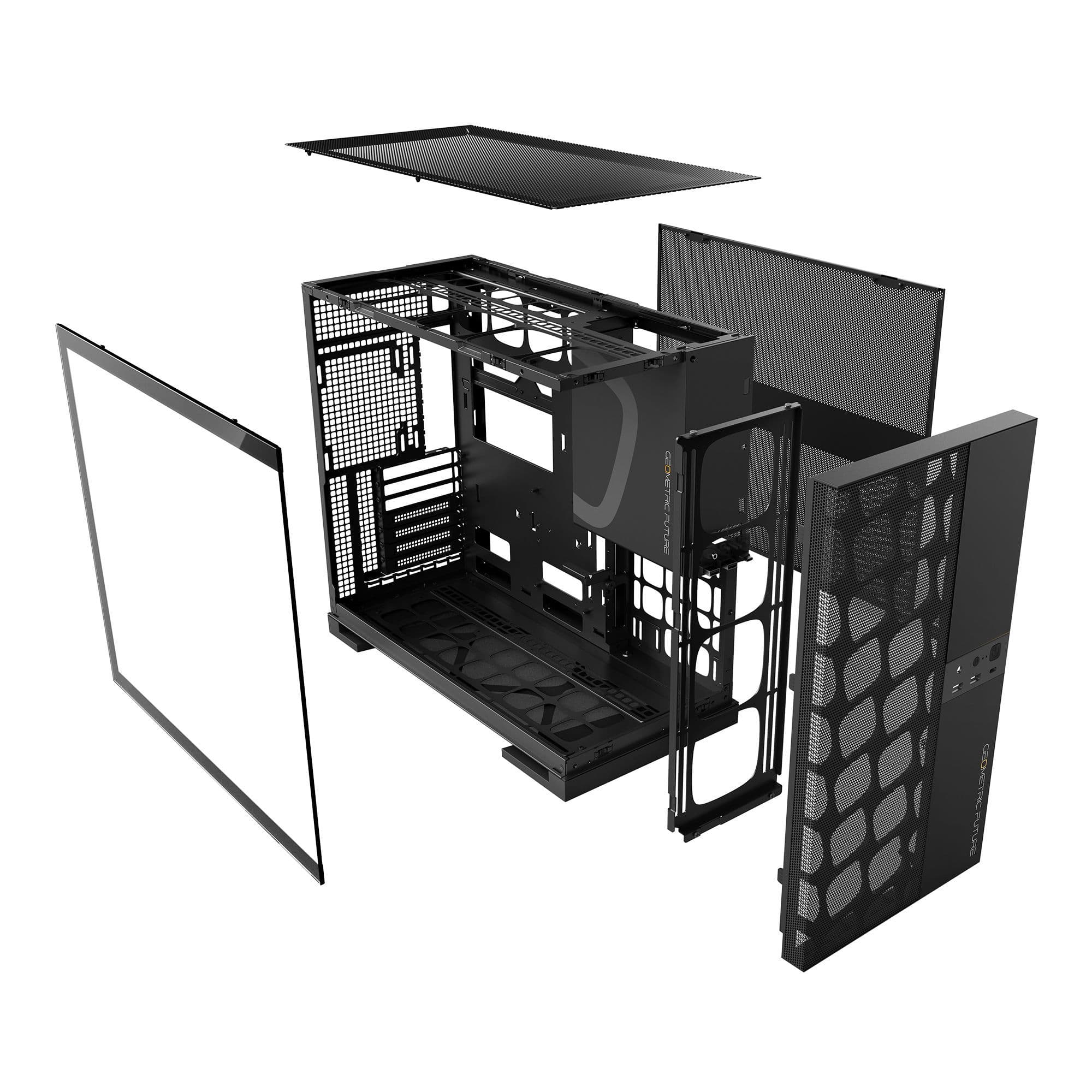 Geometric Future Model 5 Vent Black E-ATX Mid Tower PC Case with 5 ARGB Fans USB-C thumbnail 6
