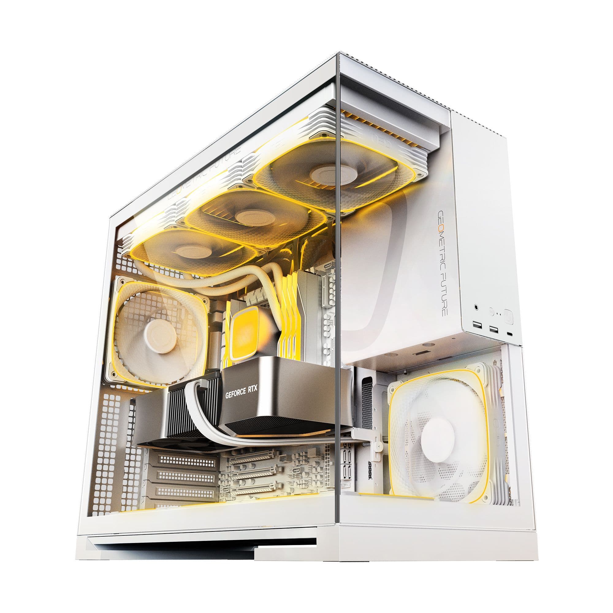Geometric Future Model 5 White E-ATX Mid Tower PC Case 420mm Radiator USB-C thumbnail 2