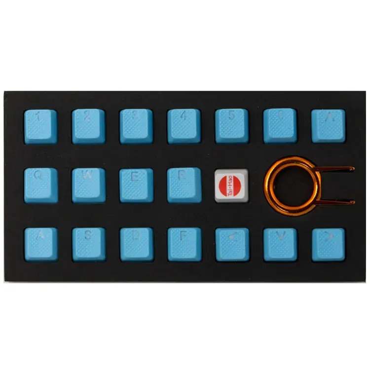 Tai-Hao TPR Rubber Backlit Double-Shot 18-Key Gaming Keycap Set — Neon Blue, UK Layout thumbnail 2