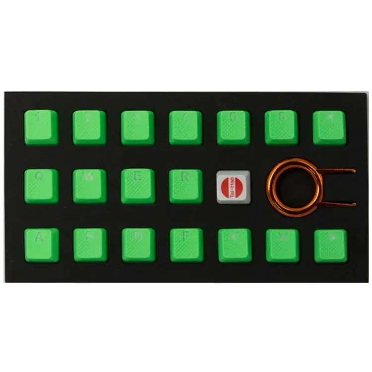 Tai-Hao TPR Rubber Backlit Double-Shot 18-Key Gaming Keycap Set — Neon Green, UK Layout thumbnail 2