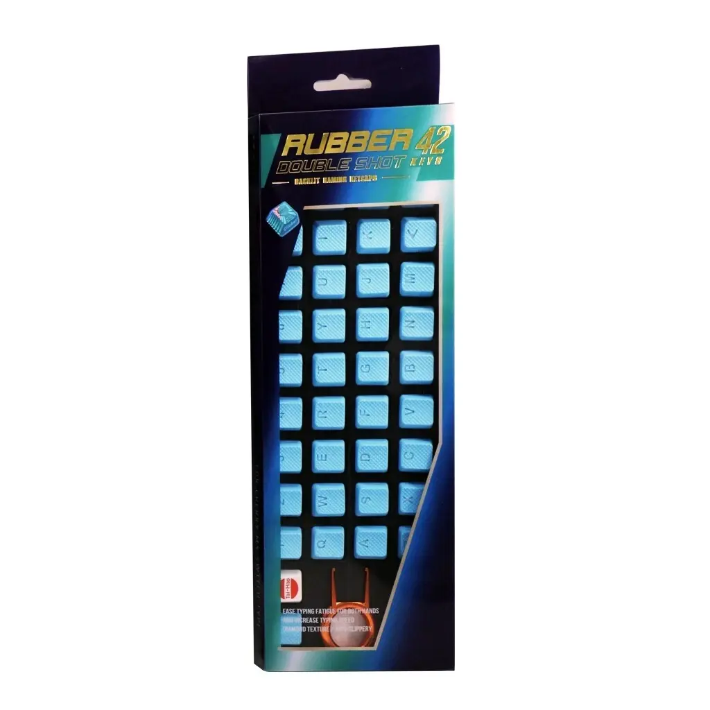 Tai-Hao TPR Rubber Backlit Double-Shot 42-Key Gaming Keycap Set — Neon Blue, UK Layout thumbnail 2