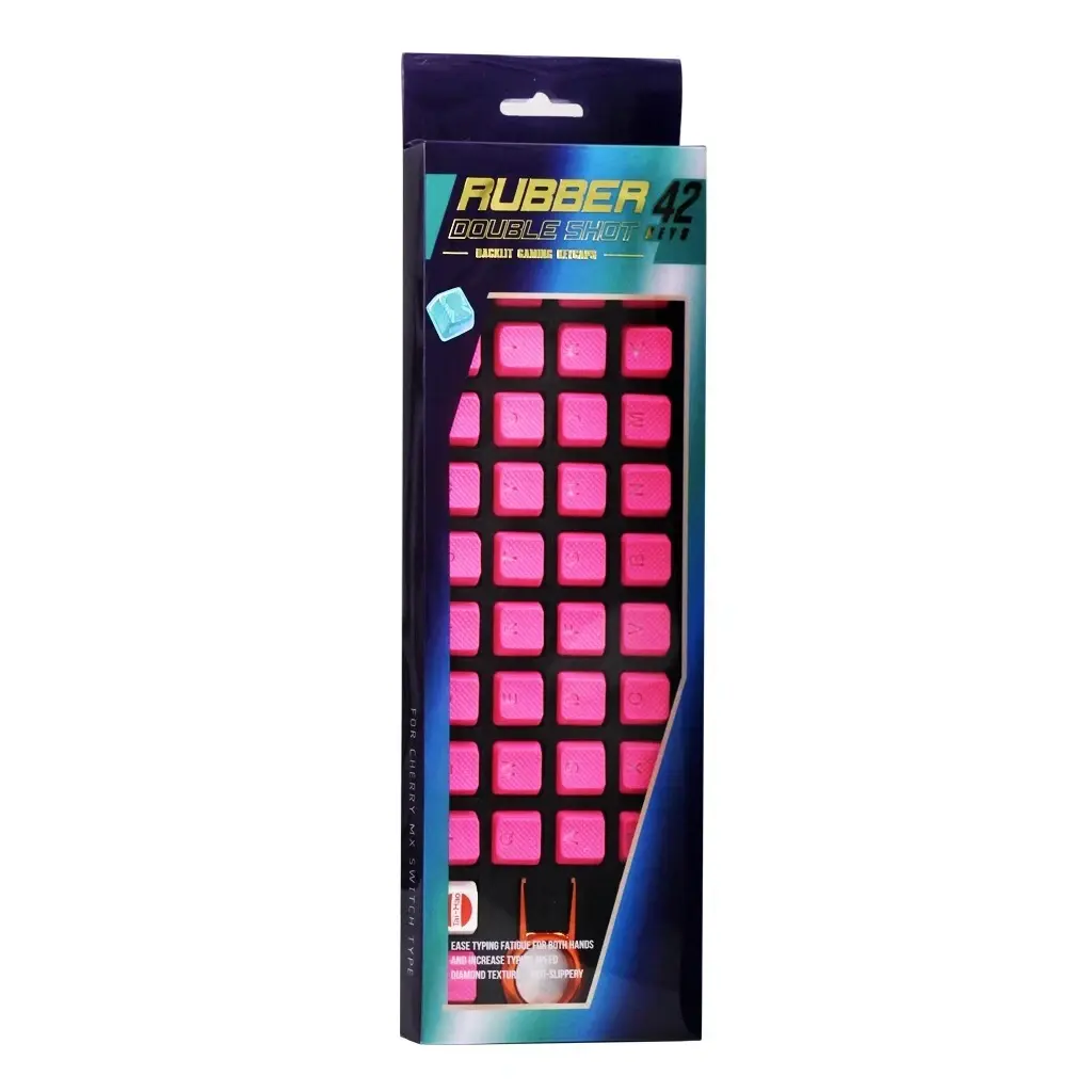 Tai-Hao TPR Rubber Backlit Double-Shot 42-Key Gaming Keycap Set — Neon Pink, UK Layout thumbnail 2