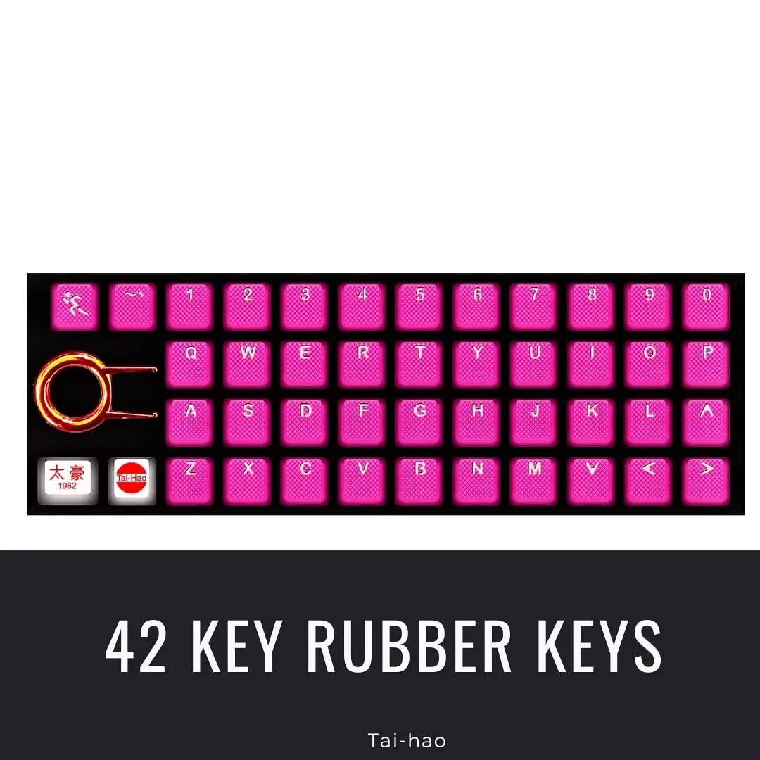 Tai-Hao TPR Rubber Backlit Double-Shot 42-Key Gaming Keycap Set — Neon Pink, UK Layout