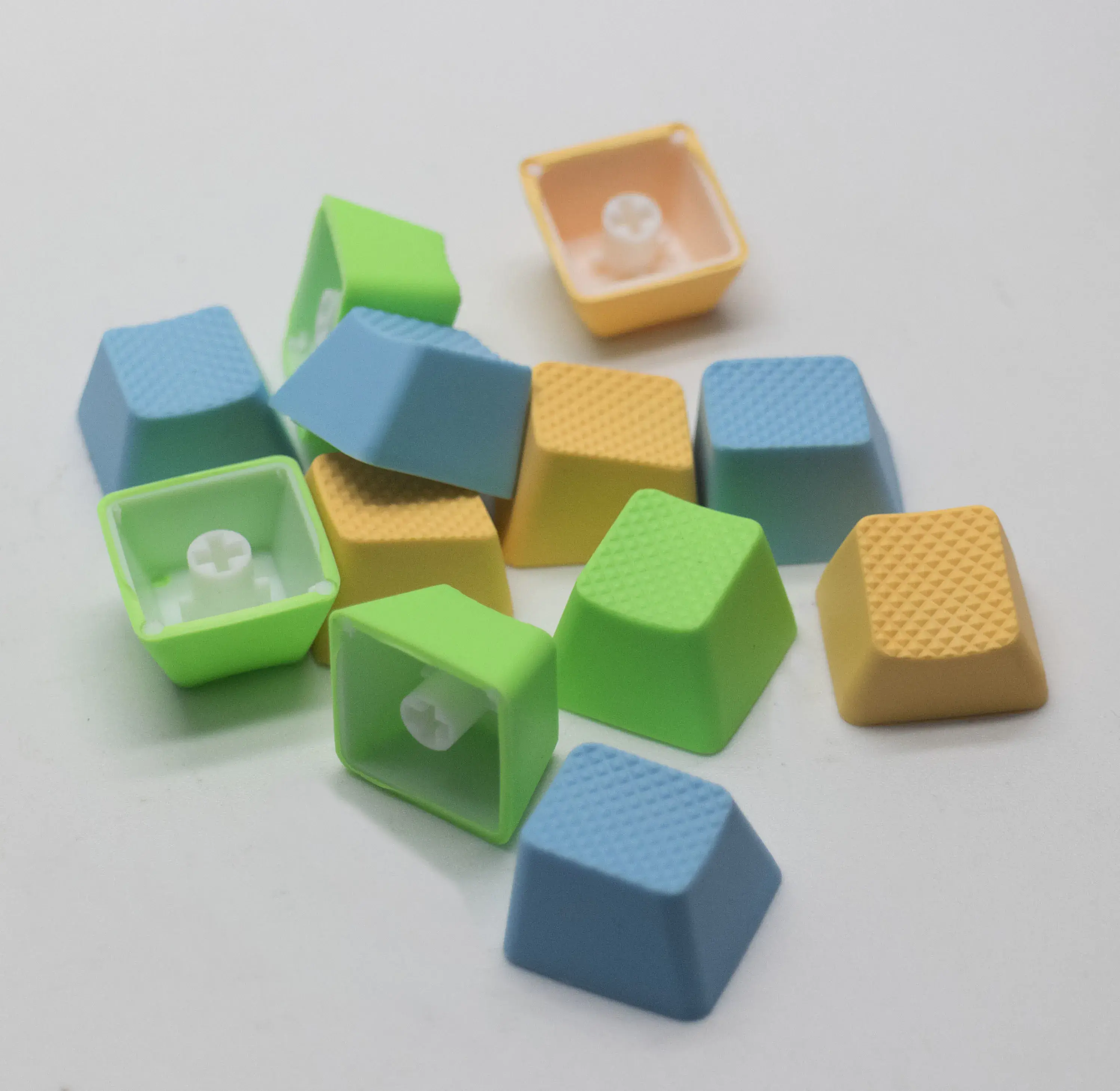 Tai-Hao TPR Rubber Blank 4-Key Gaming Keycap Set — Neon Green, 1u OEM Profile
