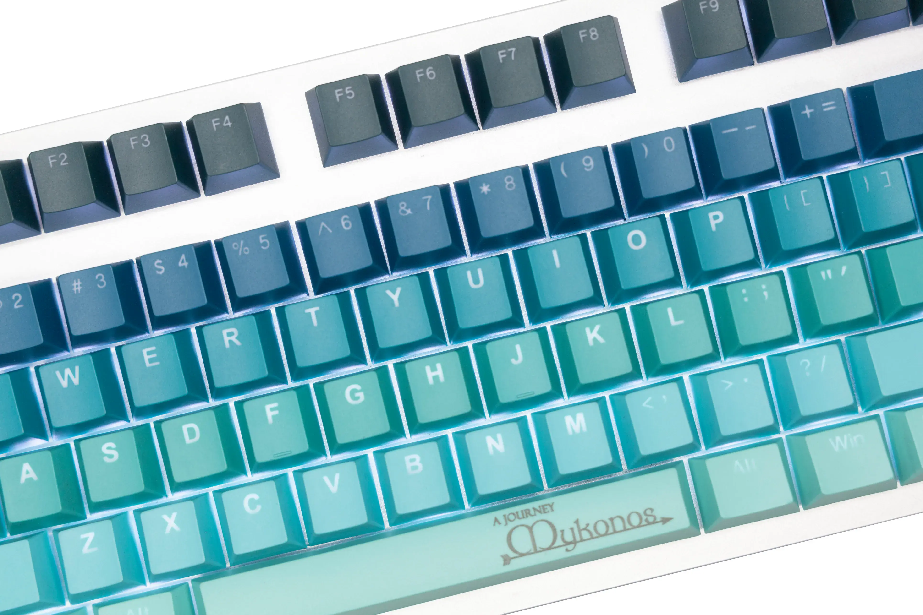 Tai-Hao PBT Double-Shot 142-Key Cubic Set — Mykonos (Aegean Blue & Teal), ANSI + ISO UK Layout thumbnail 2