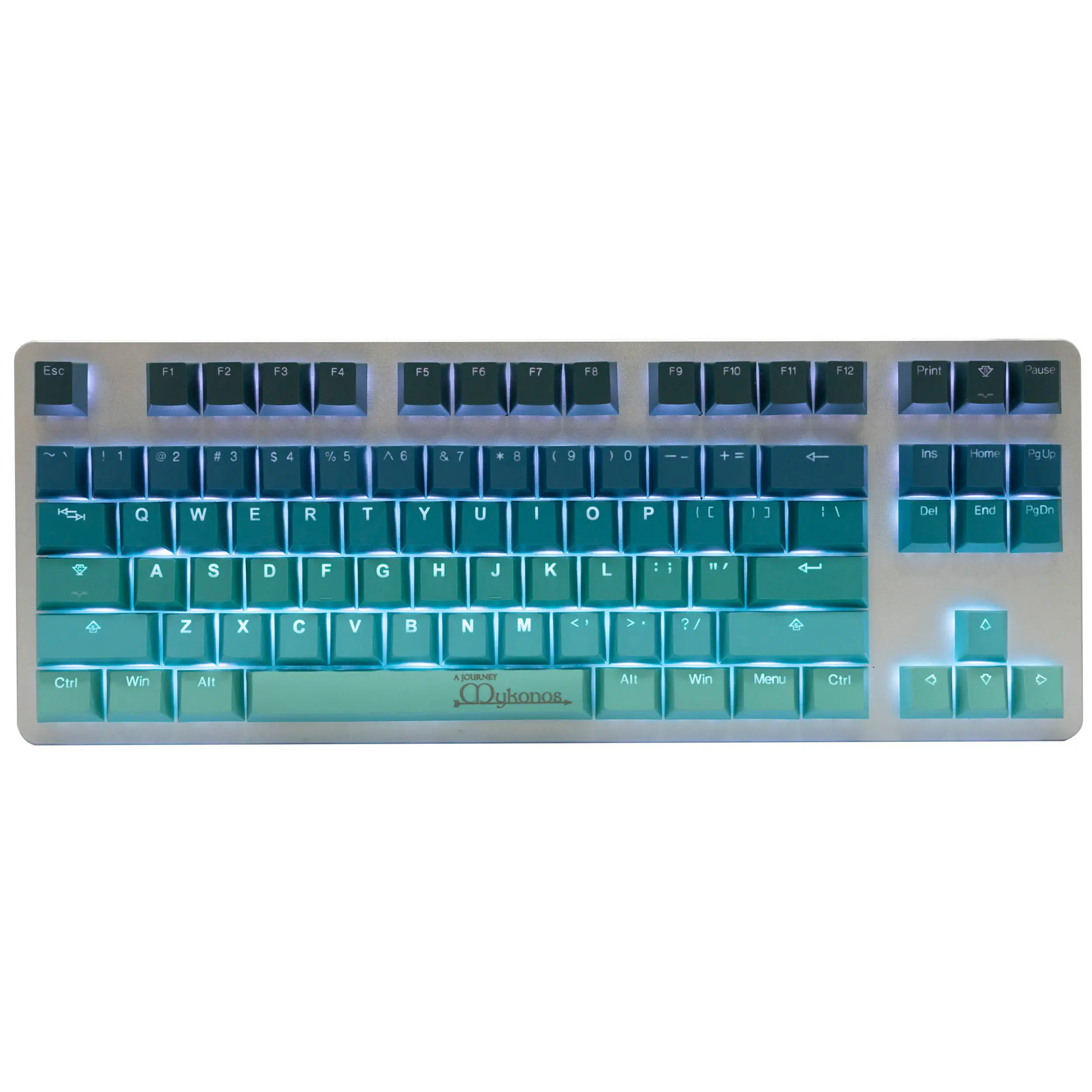 Tai-Hao PBT Double-Shot 142-Key Cubic Set — Mykonos (Aegean Blue & Teal), ANSI + ISO UK Layout