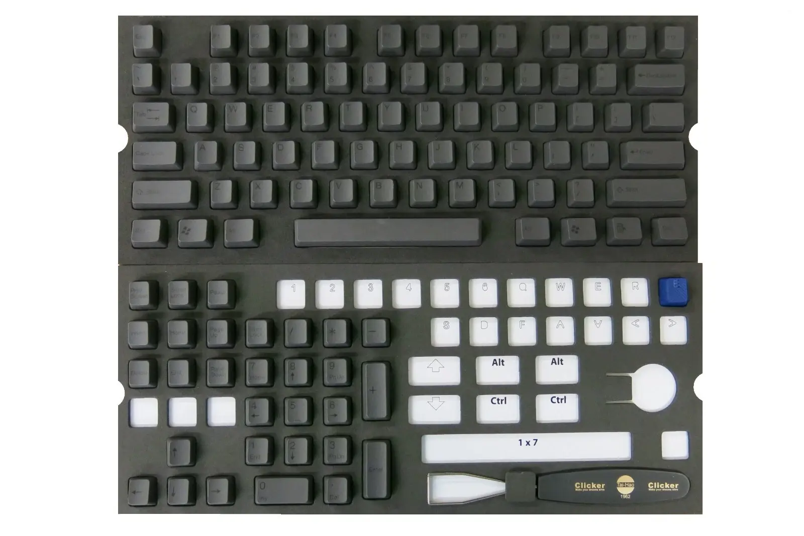 Tai-Hao PBT Double-Shot Full Keycap Set — Black on Black Stealth, ANSI + ISO UK Layout thumbnail 2