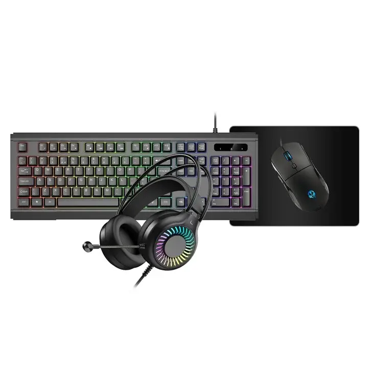 VIDA Gamer 4-in-1 USB Kit — RGB Keyboard, Mouse, Headset & Mouse Mat, UK QWERTY (Black)