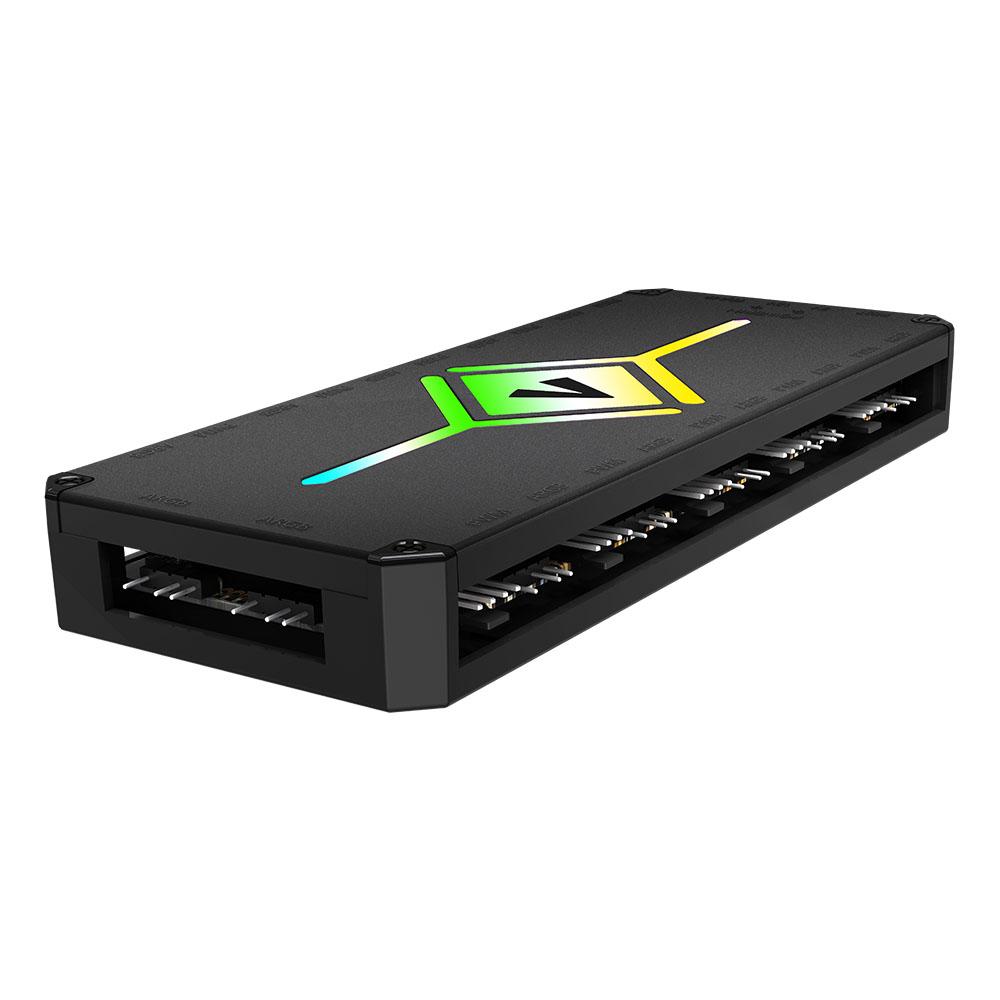 Vida 10-Port PWM ARGB Fan Hub with Remote Control — SATA Powered, Motherboard Sync thumbnail 3