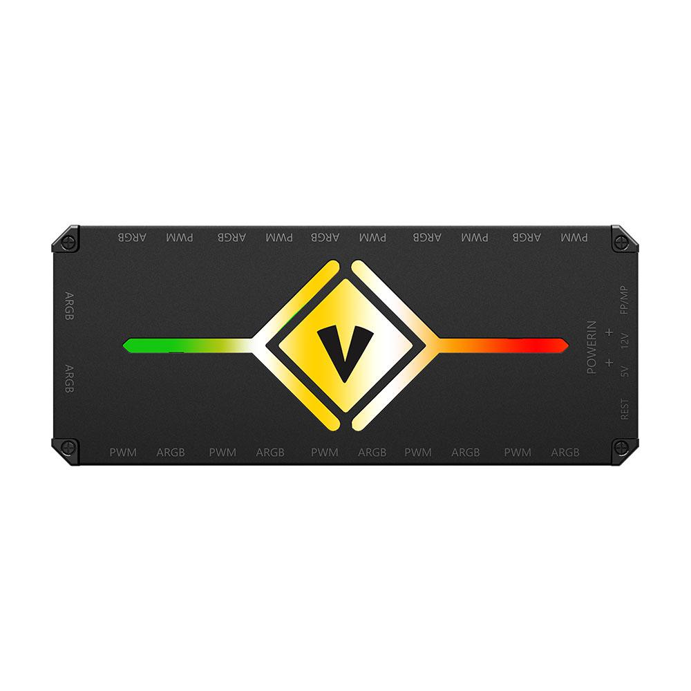 Vida 10-Port PWM ARGB Fan Hub with Remote Control — SATA Powered, Motherboard Sync thumbnail 2
